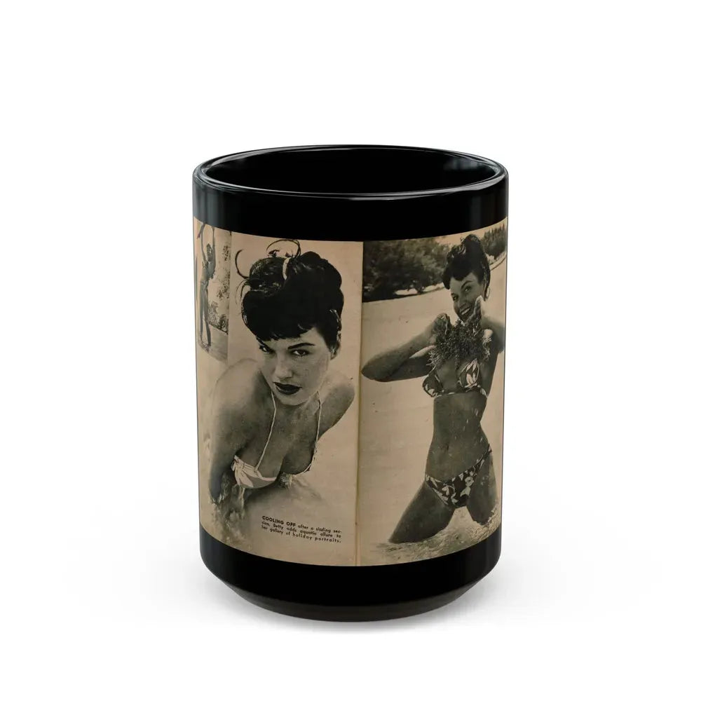 Bettie Page #1064 - Pages 7 & 8 of 8 with, 2 B&W Photos & Short Article from PHOTO Digest Mag. Nov. '54(Dave's Library Scan) (Vintage Female Icon) Black Coffee Mug 15oz - Go Mug Yourself