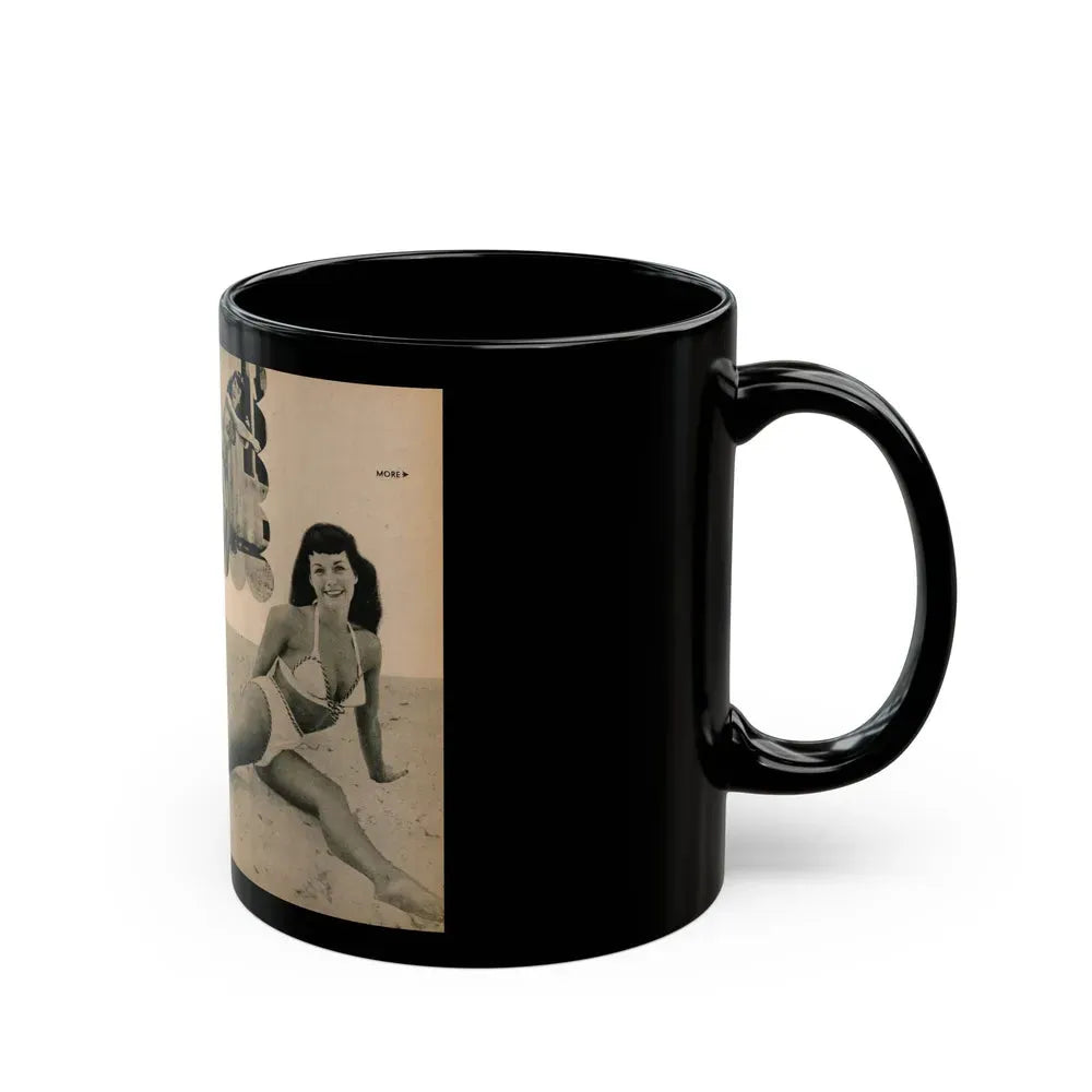 Bettie Page #1066 - Pages 2 & 3 of 6 with, 3 B&W Photos, Short Article & Caption from BRIEF Digest Mag. Nov. '54 (Vintage Female Icon) Black Coffee Mug - Go Mug Yourself