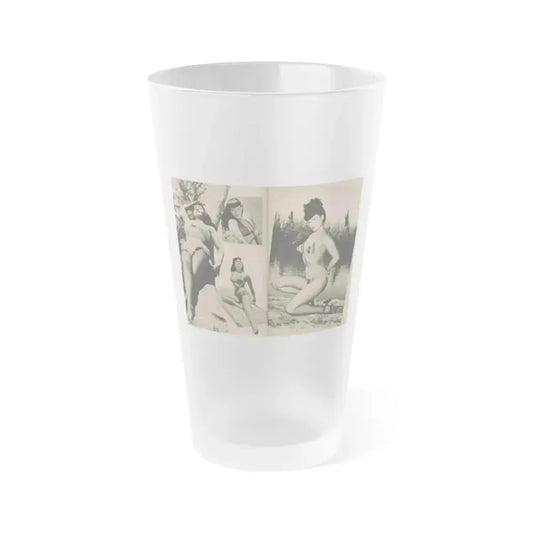 Bettie Page #1067 - Pages 4 of 6 of 7 with, 4 B&W Photos from BRIEF Digest Mag. Nov. '54 (Vintage Female Icon) Frosted Pint Glass 16oz 16oz Frosted - Go Mug Yourself