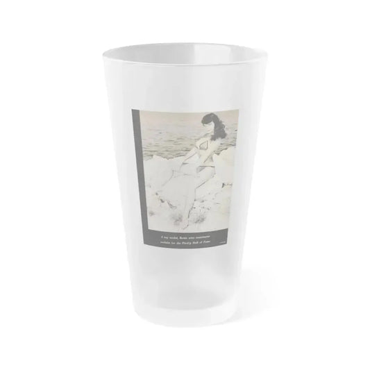 Bettie Page #1070 - Pages 2 of 4 with, 1 Full Page B&W Photo & Caption from After Hours Vol. 1, No. 4 '57 Mag. (Vintage Female Icon) Frosted Pint Glass 16oz 16oz Frosted - Go Mug Yourself