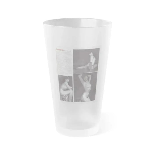 Bettie Page #1079 - 8x11 3 B&W Photos and Brief Article all Bettie on Page 80 of Celebrity Sleuth Mag. '99 (Vintage Female Icon) Frosted Pint Glass 16oz 16oz Frosted - Go Mug Yourself