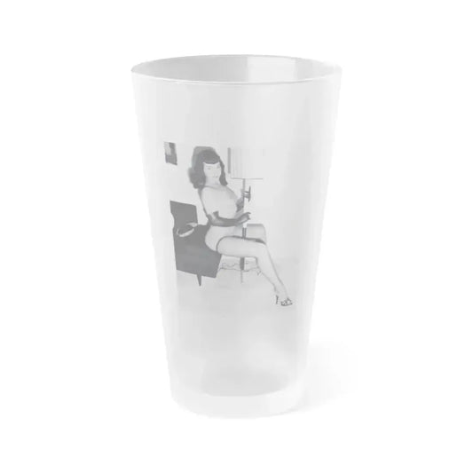 Bettie Page #109 1 (Vintage Female Icon) Frosted Pint Glass 16oz 16oz Frosted - Go Mug Yourself