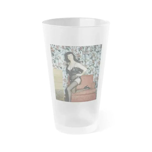 Bettie Page #117 (Vintage Female Icon) Frosted Pint Glass 16oz 16oz Frosted - Go Mug Yourself
