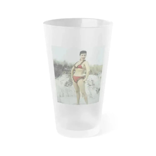 Bettie Page #119 (Vintage Female Icon) Frosted Pint Glass 16oz 16oz Frosted - Go Mug Yourself