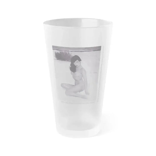 Bettie Page #121 (Vintage Female Icon) Frosted Pint Glass 16oz 16oz Frosted - Go Mug Yourself