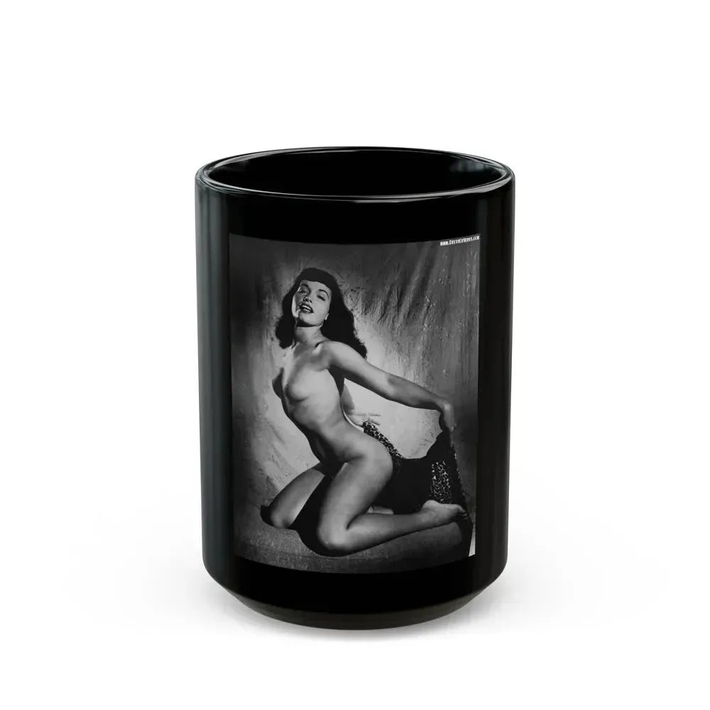 Bettie Page #149 (Vintage Female Icon) Black Coffee Mug 15oz - Go Mug Yourself