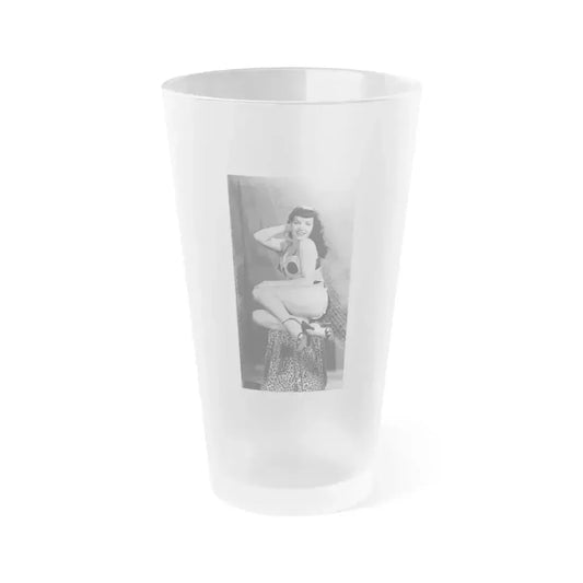 Bettie Page #182 (Vintage Female Icon) Frosted Pint Glass 16oz 16oz Frosted - Go Mug Yourself