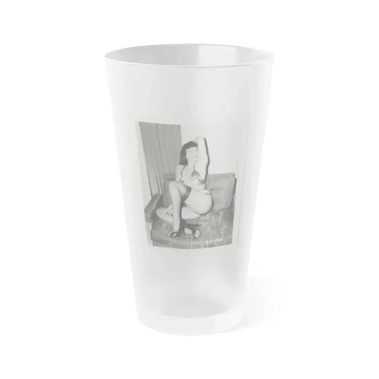 Bettie Page #201 (Vintage Female Icon) Frosted Pint Glass 16oz 16oz Frosted - Go Mug Yourself