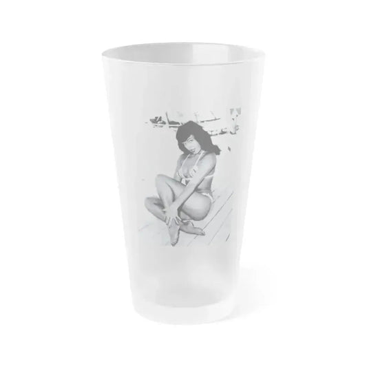 Bettie Page #202 (Vintage Female Icon) Frosted Pint Glass 16oz 16oz Frosted - Go Mug Yourself