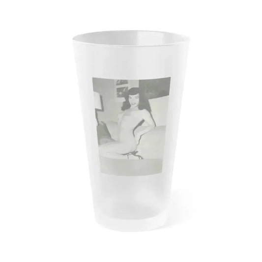 Bettie Page #206 (Vintage Female Icon) Frosted Pint Glass 16oz 16oz Frosted - Go Mug Yourself