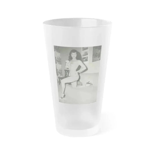 Bettie Page #207 (Vintage Female Icon) Frosted Pint Glass 16oz 16oz Frosted - Go Mug Yourself
