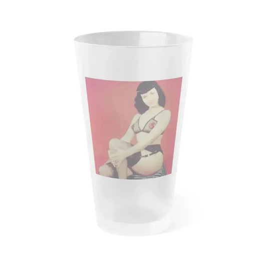 Bettie Page #208 (Vintage Female Icon) Frosted Pint Glass 16oz 16oz Frosted - Go Mug Yourself