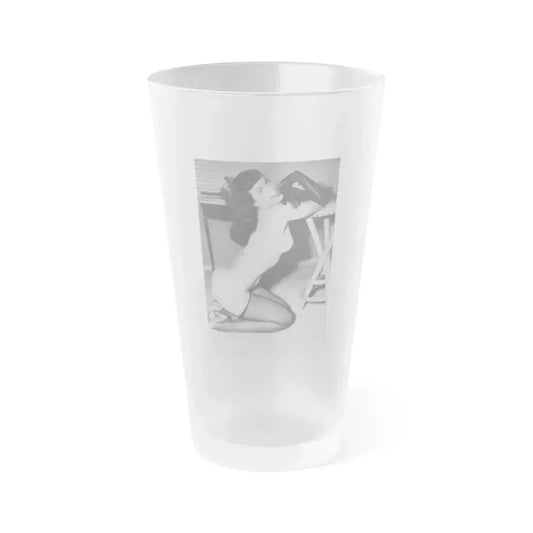 Bettie Page #213 (Vintage Female Icon) Frosted Pint Glass 16oz 16oz Frosted - Go Mug Yourself