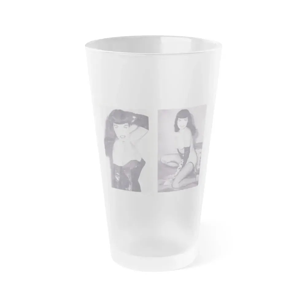 Bettie Page #218 (Vintage Female Icon) Frosted Pint Glass 16oz 16oz Frosted - Go Mug Yourself