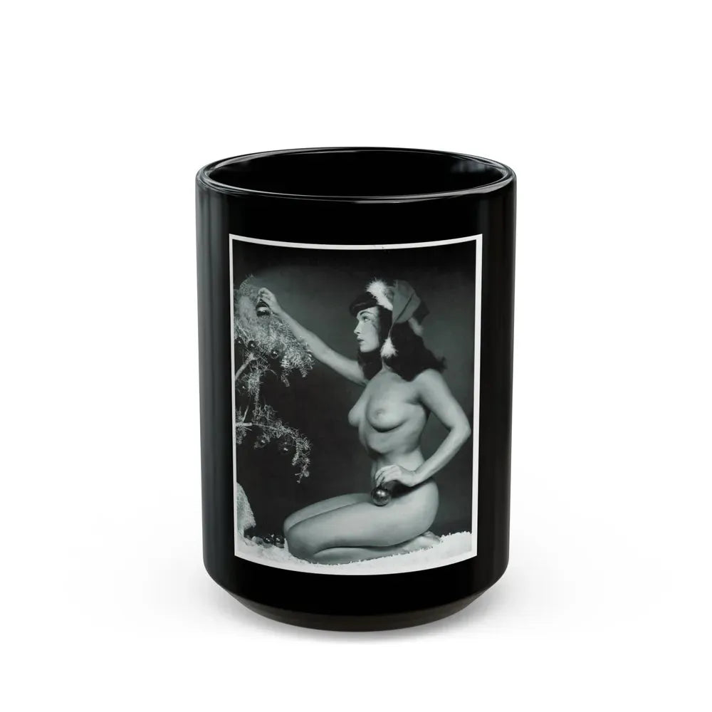 Bettie Page #233 - Playboy Photo Jan. '55 (Vintage Female Icon) Black Coffee Mug 15oz - Go Mug Yourself