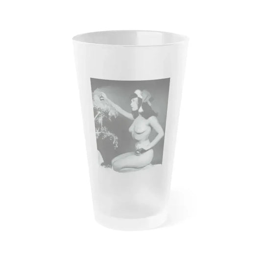 Bettie Page #233 - Playboy Photo Jan. '55 (Vintage Female Icon) Frosted Pint Glass 16oz 16oz Frosted - Go Mug Yourself