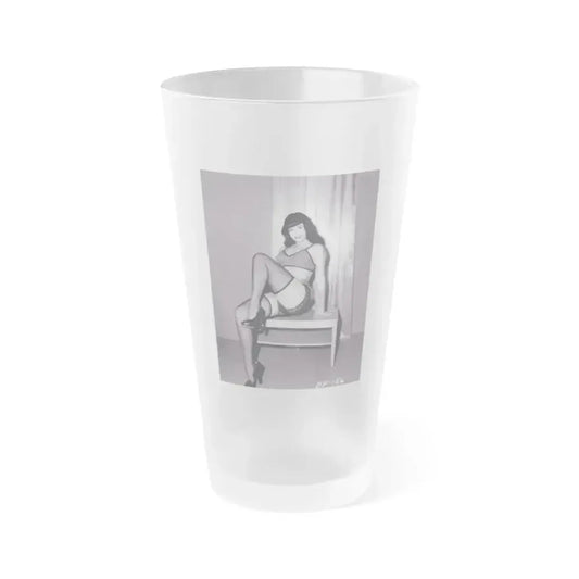 Bettie Page #235 (Vintage Female Icon) Frosted Pint Glass 16oz 16oz Frosted - Go Mug Yourself