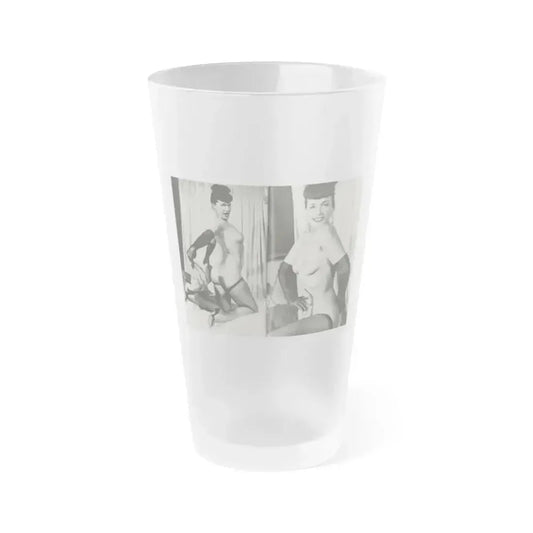 Bettie Page #243 (Vintage Female Icon) Frosted Pint Glass 16oz 16oz Frosted - Go Mug Yourself