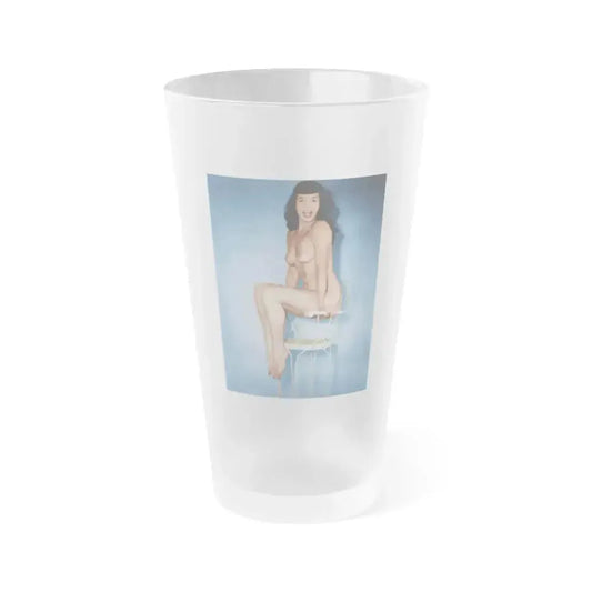 Bettie Page #33 (Vintage Female Icon) Frosted Pint Glass 16oz 16oz Frosted - Go Mug Yourself