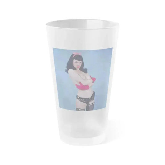 Bettie Page #34 (Vintage Female Icon) Frosted Pint Glass 16oz 16oz Frosted - Go Mug Yourself