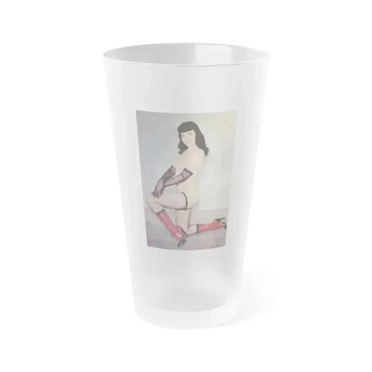 Bettie Page #35 (Vintage Female Icon) Frosted Pint Glass 16oz 16oz Frosted - Go Mug Yourself