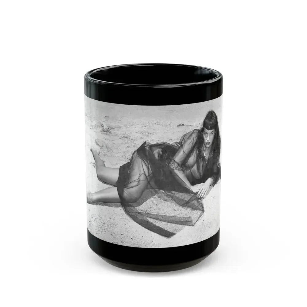 Bettie Page #439 (Vintage Female Icon) Black Coffee Mug 15oz - Go Mug Yourself