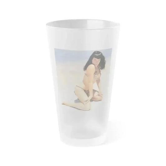 Bettie Page #441 (Vintage Female Icon) Frosted Pint Glass 16oz 16oz Frosted - Go Mug Yourself