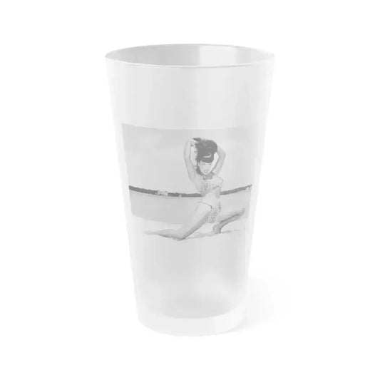 Bettie Page #443 (Vintage Female Icon) Frosted Pint Glass 16oz 16oz Frosted - Go Mug Yourself