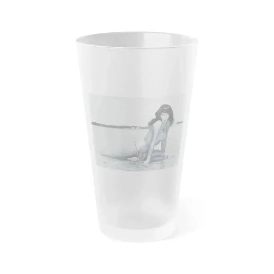 Bettie Page #444 (Vintage Female Icon) Frosted Pint Glass 16oz 16oz Frosted - Go Mug Yourself