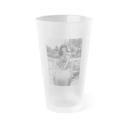 Bettie Page #450 (Vintage Female Icon) Frosted Pint Glass 16oz 16oz Frosted - Go Mug Yourself