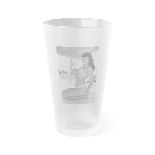 Bettie Page #454 (Vintage Female Icon) Frosted Pint Glass 16oz 16oz Frosted - Go Mug Yourself