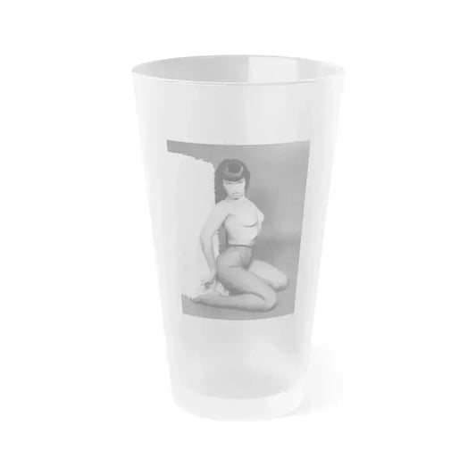 Bettie Page #458 (Vintage Female Icon) Frosted Pint Glass 16oz 16oz Frosted - Go Mug Yourself
