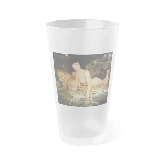 Bettie Page #461 (Vintage Female Icon) Frosted Pint Glass 16oz 16oz Frosted - Go Mug Yourself