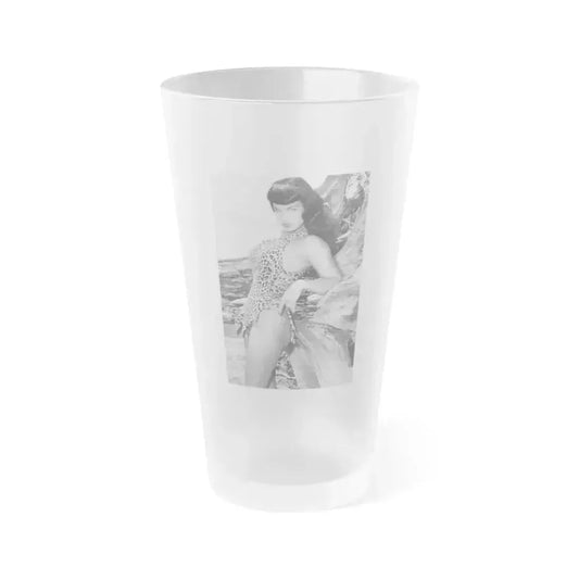 Bettie Page #465 (Vintage Female Icon) Frosted Pint Glass 16oz 16oz Frosted - Go Mug Yourself
