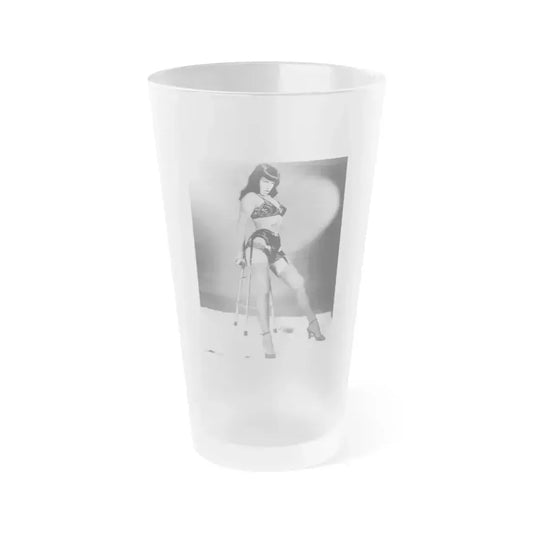 Bettie Page #467 (Vintage Female Icon) Frosted Pint Glass 16oz 16oz Frosted - Go Mug Yourself