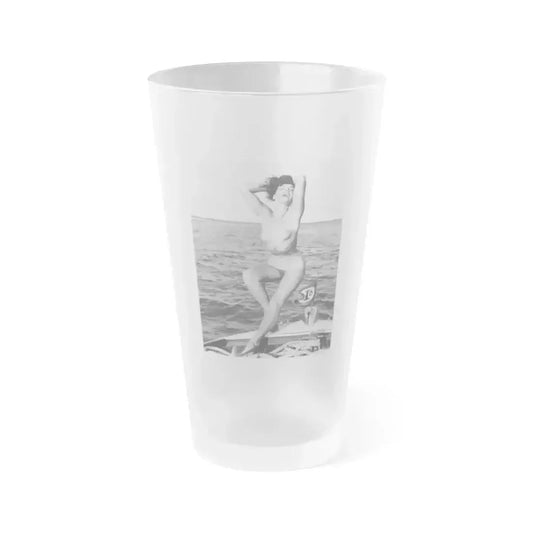 Bettie Page #471 (Vintage Female Icon) Frosted Pint Glass 16oz 16oz Frosted - Go Mug Yourself