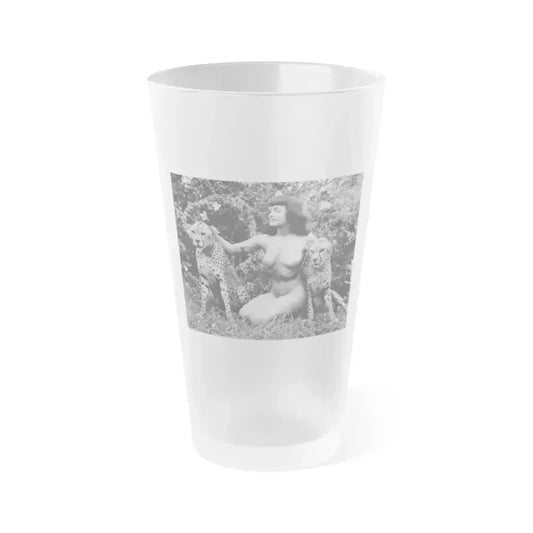 Bettie Page #475 (Vintage Female Icon) Frosted Pint Glass 16oz 16oz Frosted - Go Mug Yourself