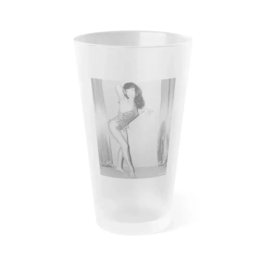 Bettie Page #49 (Vintage Female Icon) Frosted Pint Glass 16oz 16oz Frosted - Go Mug Yourself