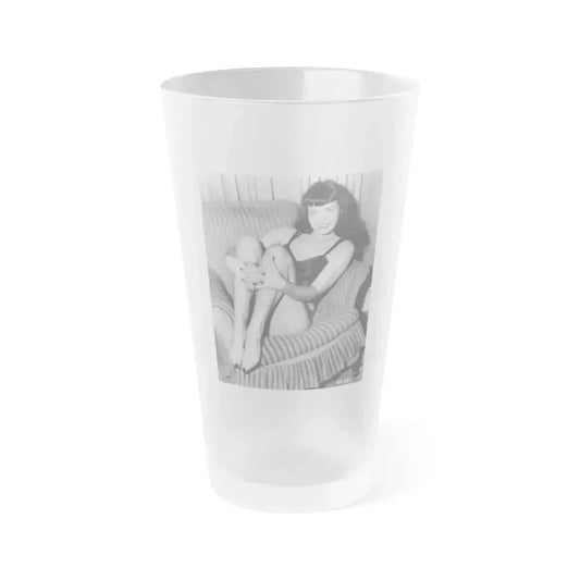 Bettie Page #509 (Vintage Female Icon) Frosted Pint Glass 16oz 16oz Frosted - Go Mug Yourself
