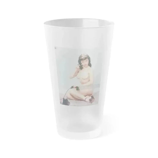 Bettie Page #517 (Vintage Female Icon) Frosted Pint Glass 16oz 16oz Frosted - Go Mug Yourself