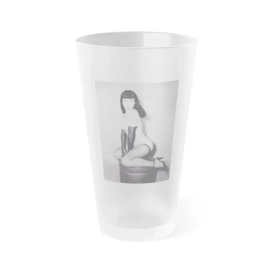 Bettie Page #524 1 (Vintage Female Icon) Frosted Pint Glass 16oz 16oz Frosted - Go Mug Yourself