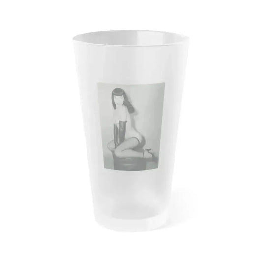 Bettie Page #524 (Vintage Female Icon) Frosted Pint Glass 16oz 16oz Frosted - Go Mug Yourself