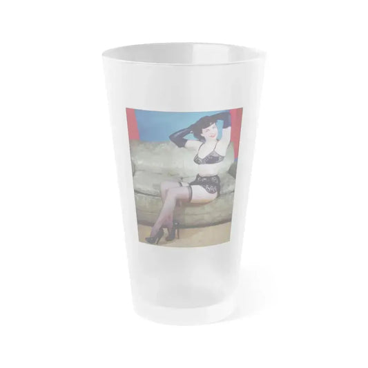 Bettie Page #56 (Vintage Female Icon) Frosted Pint Glass 16oz 16oz Frosted - Go Mug Yourself