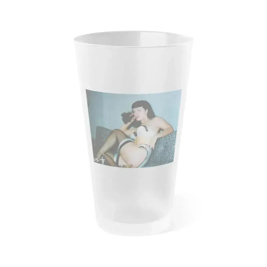 Bettie Page #566 (Vintage Female Icon) Frosted Pint Glass 16oz 16oz Frosted - Go Mug Yourself