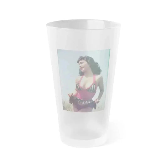 Bettie Page #57 (Vintage Female Icon) Frosted Pint Glass 16oz 16oz Frosted - Go Mug Yourself