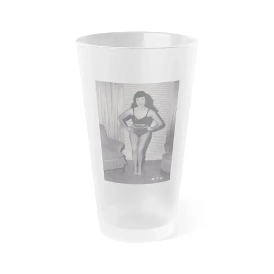 Bettie Page #570 (Vintage Female Icon) Frosted Pint Glass 16oz 16oz Frosted - Go Mug Yourself