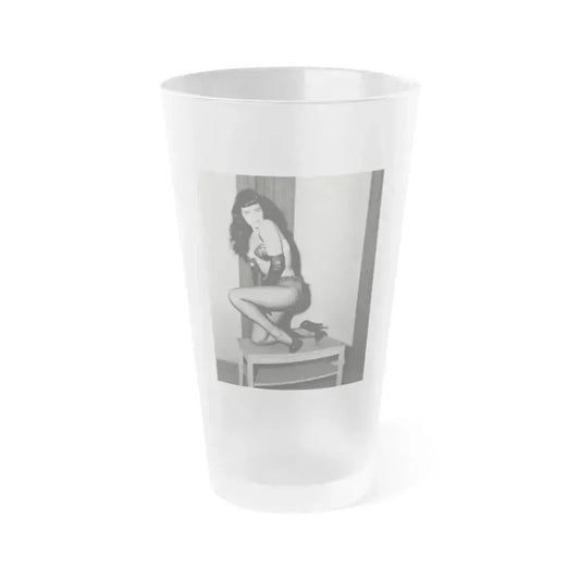 Bettie Page #586 (Vintage Female Icon) Frosted Pint Glass 16oz 16oz Frosted - Go Mug Yourself