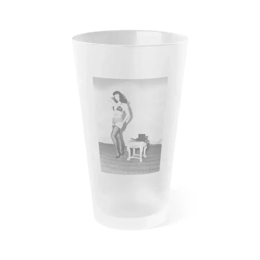 Bettie Page #587 (Vintage Female Icon) Frosted Pint Glass 16oz 16oz Frosted - Go Mug Yourself