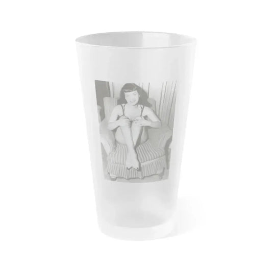 Bettie Page #589 (Vintage Female Icon) Frosted Pint Glass 16oz 16oz Frosted - Go Mug Yourself