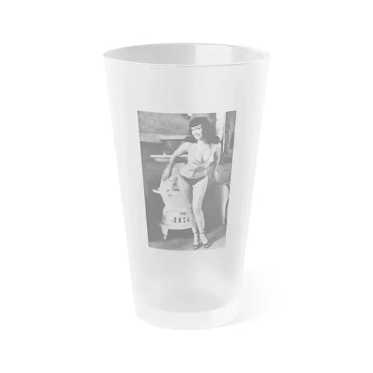 Bettie Page #590 (Vintage Female Icon) Frosted Pint Glass 16oz 16oz Frosted - Go Mug Yourself